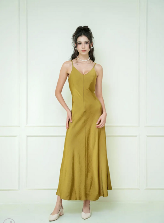 Room8008 Dior Satin Dress in Khaki