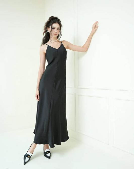 Room8008 Dior Satin Dress in Black