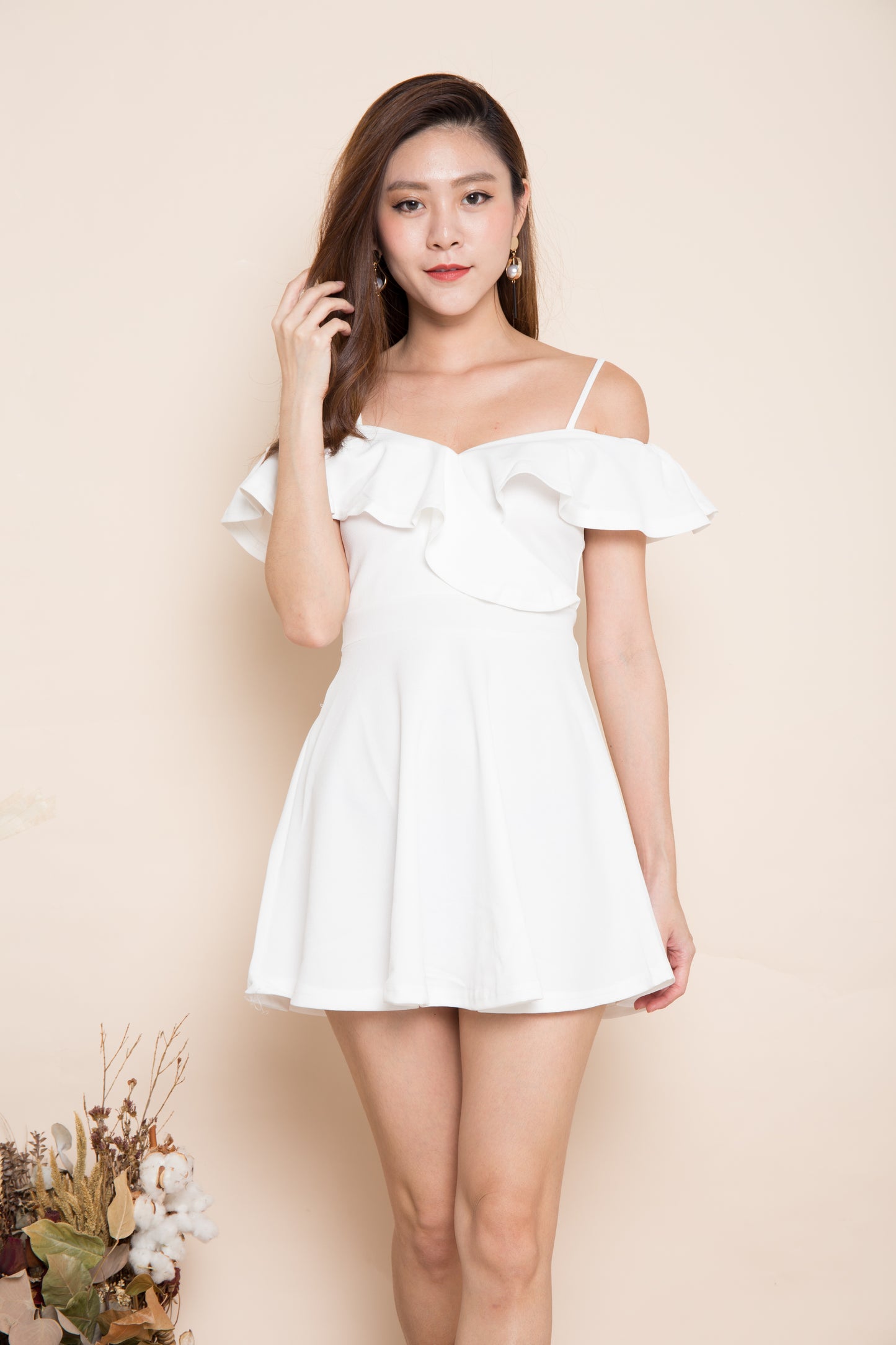 Mabelin Strap Dress in White