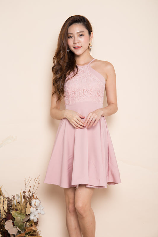 Angelika Crochet Dress in Pink