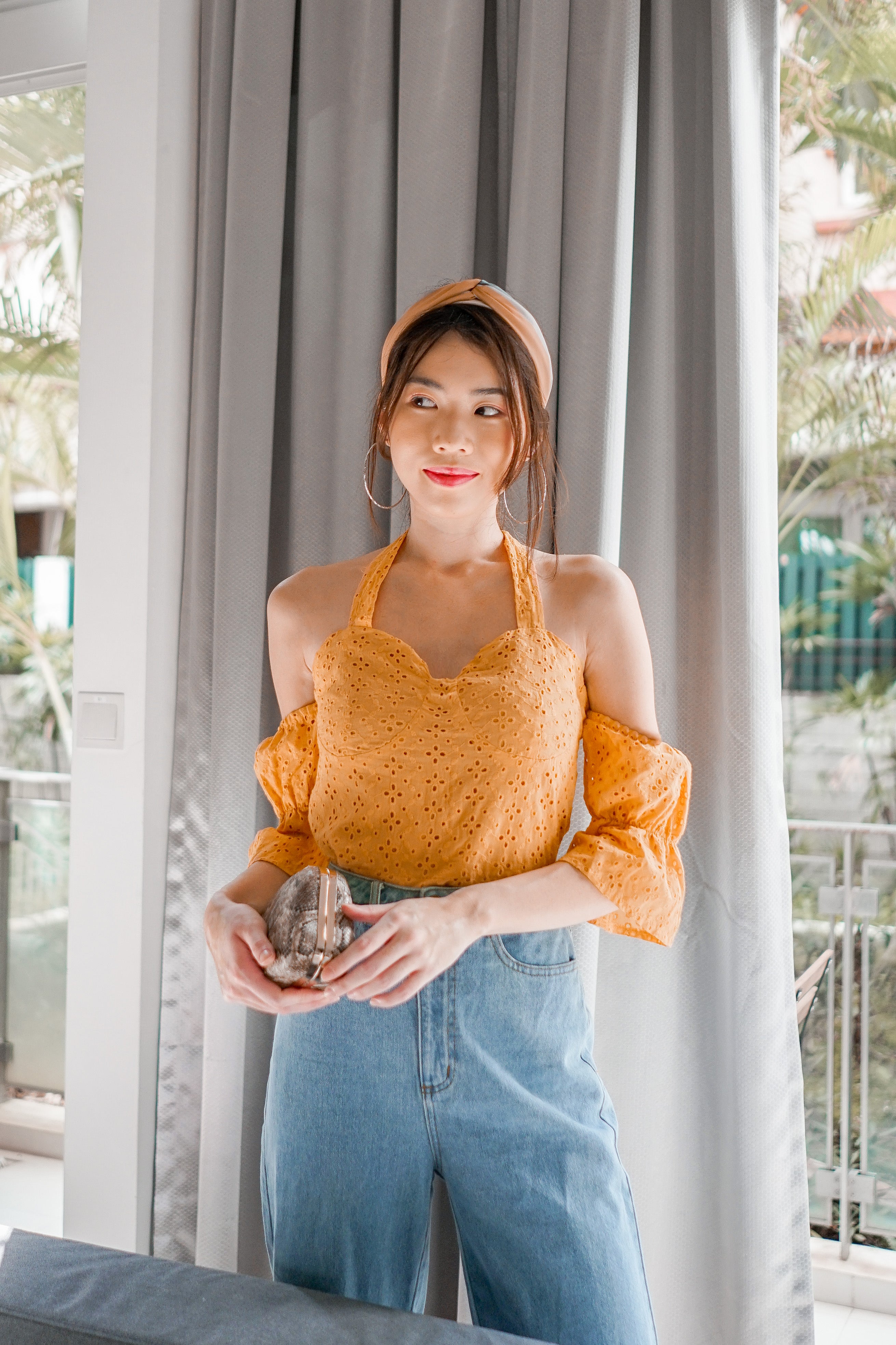 Mustard best sale crochet top