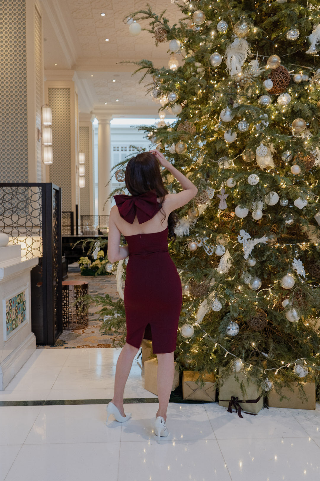 Maroon christmas dress sale