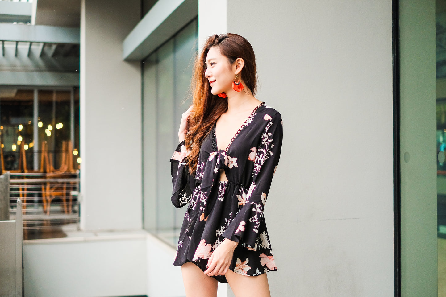 Mirandea Floral Romper in Black