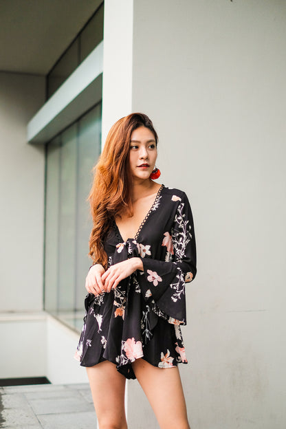 Mirandea Floral Romper in Black