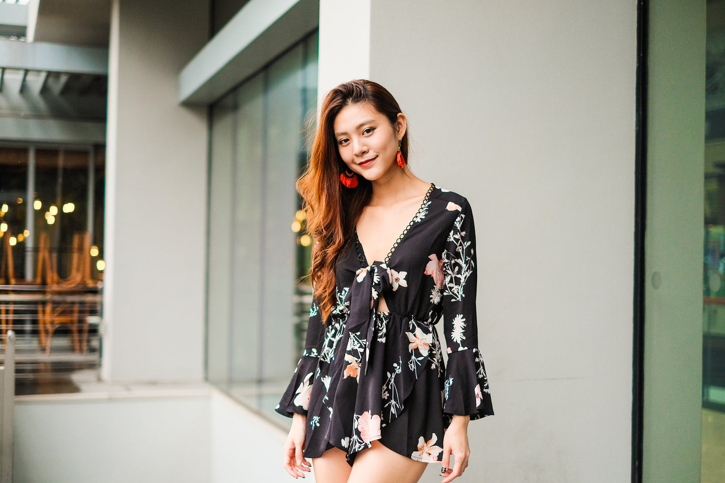 Mirandea Floral Romper in Black