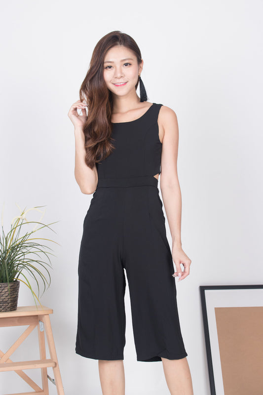 Marissa Zipper Midi Romper in Black