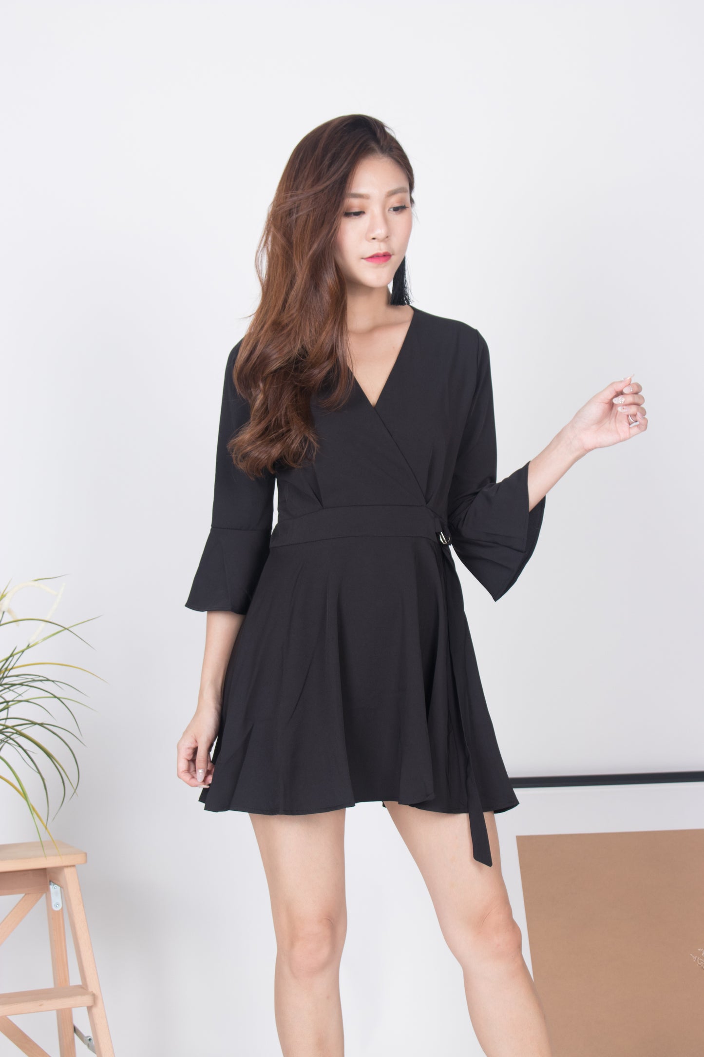 Emm Sleeved Romper in Black