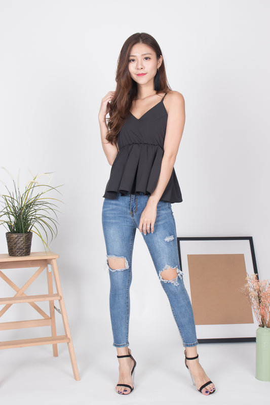 Daylie Babydoll Top in Black