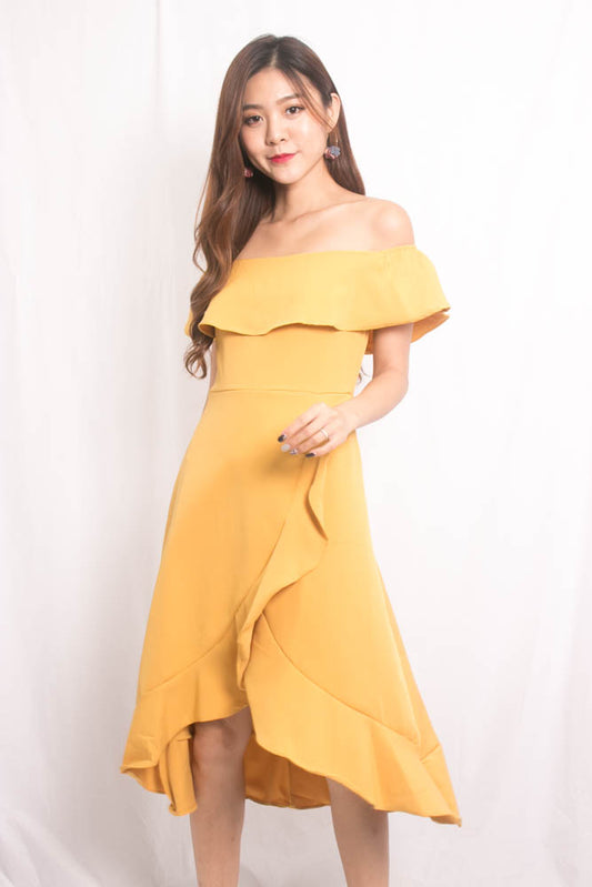 Molly Offsie Flutter Dress in Sunshine