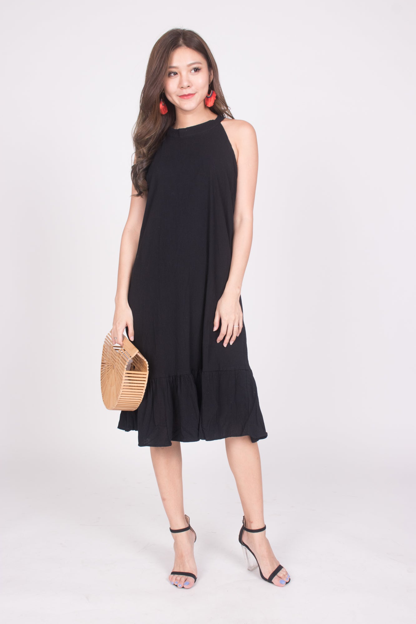 Heiley Halter Dress in Black