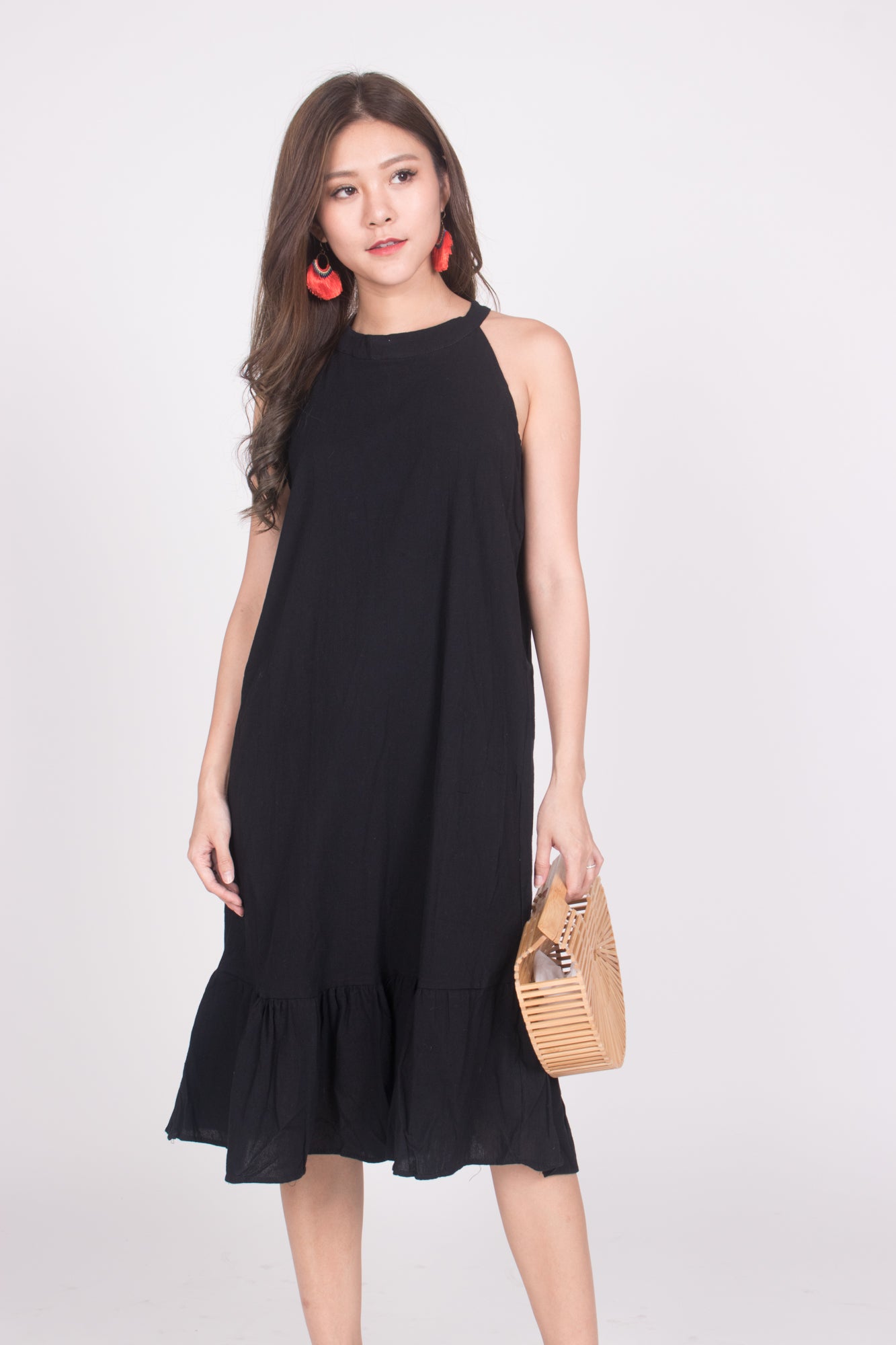 Heiley Halter Dress in Black