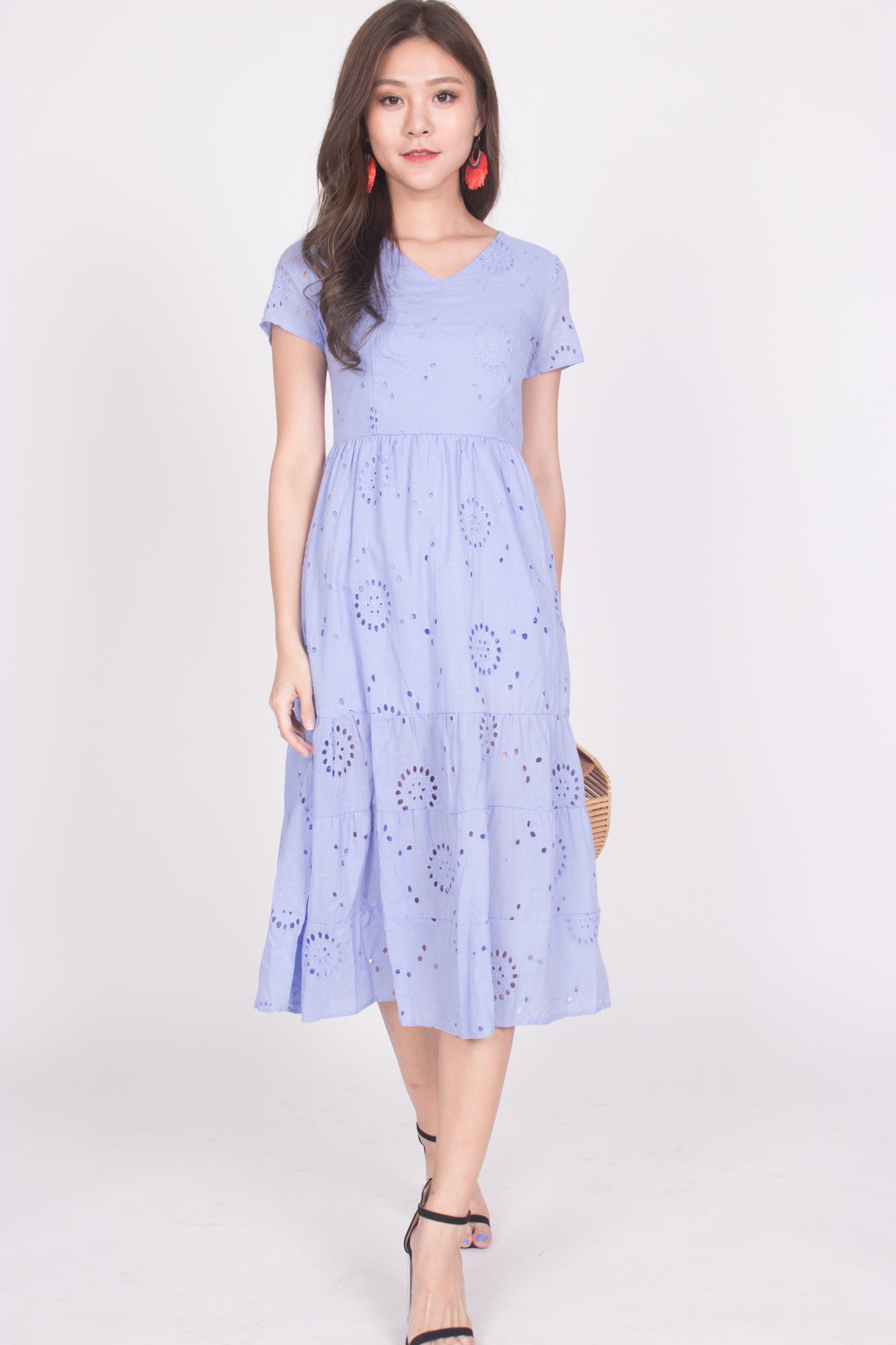 Yista Eyelet Midi Dress in Lilac