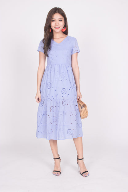 Yista Eyelet Midi Dress in Lilac