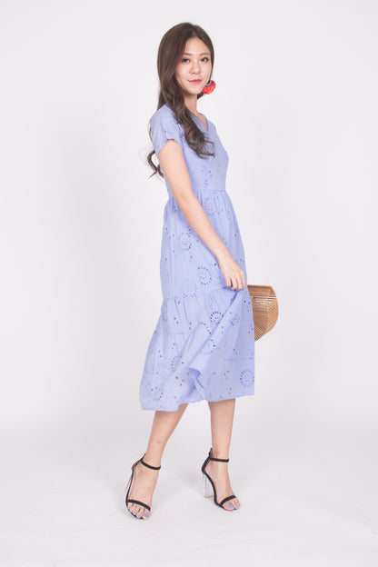 Yista Eyelet Midi Dress in Lilac