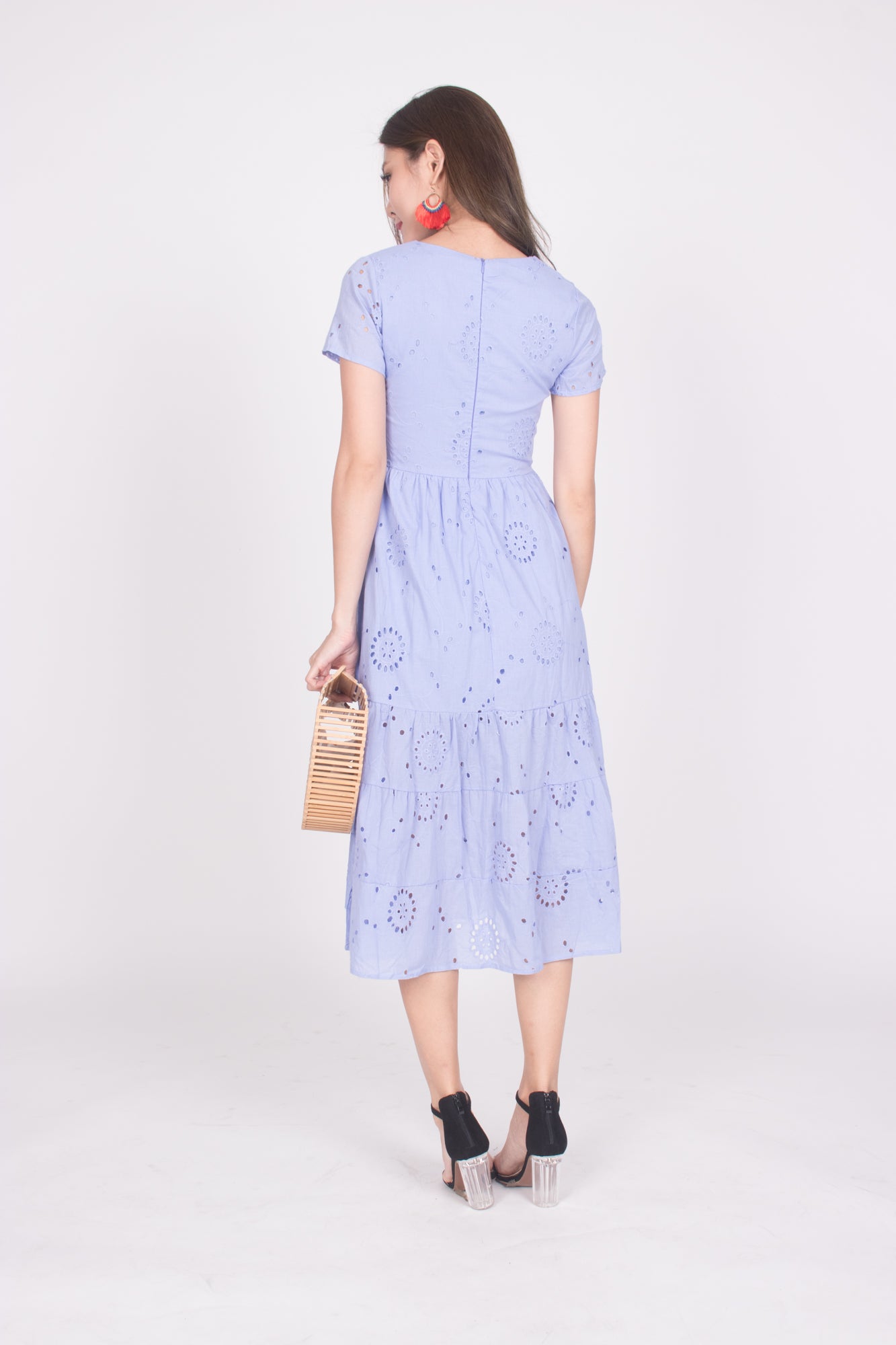 Yista Eyelet Midi Dress in Lilac