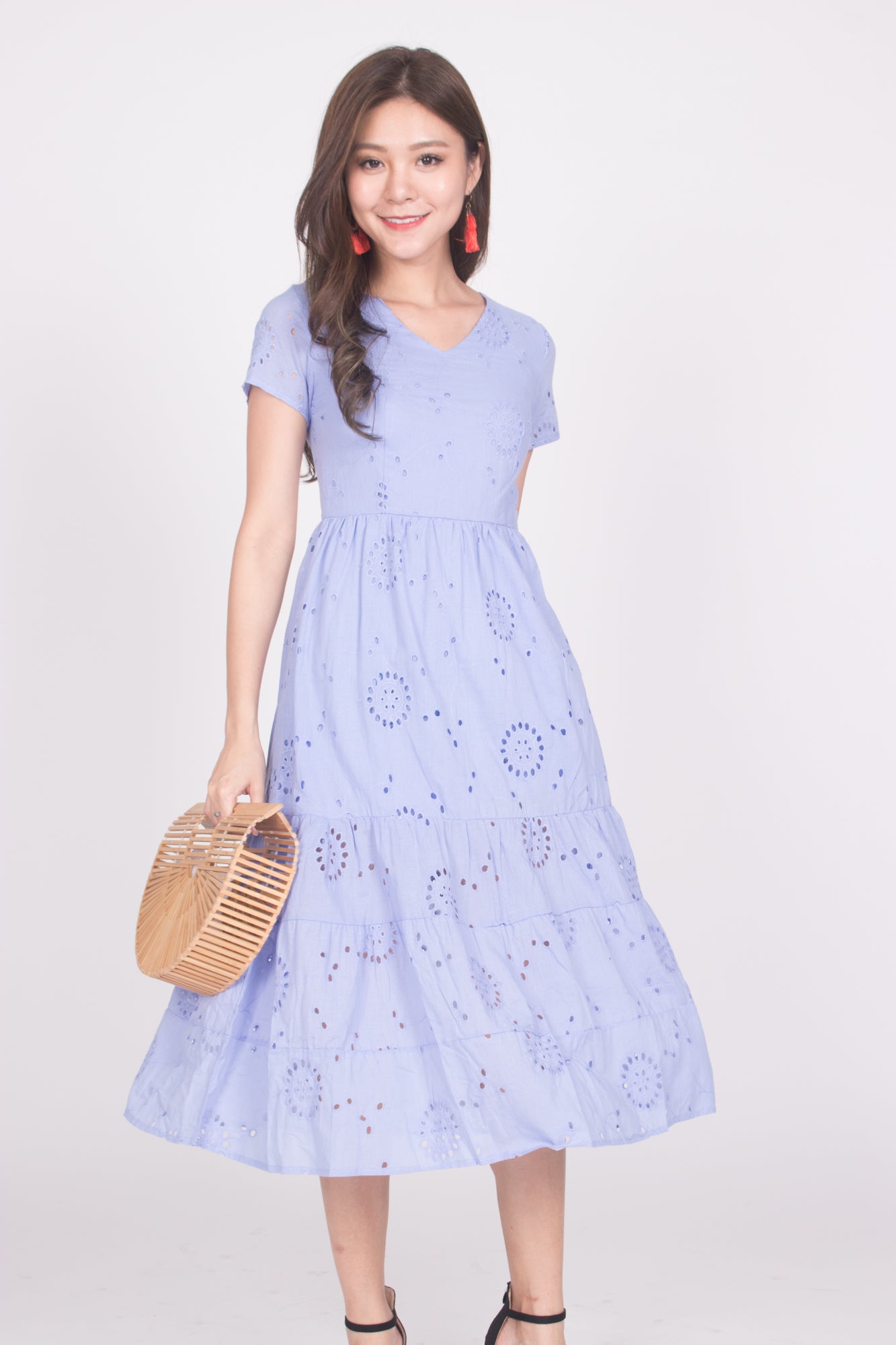 Yista Eyelet Midi Dress in Lilac