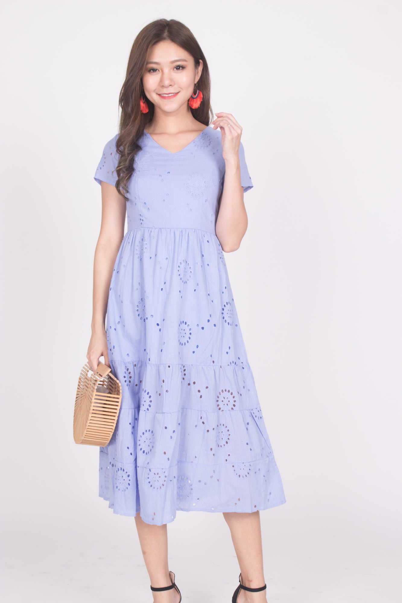 Yista Eyelet Midi Dress in Lilac