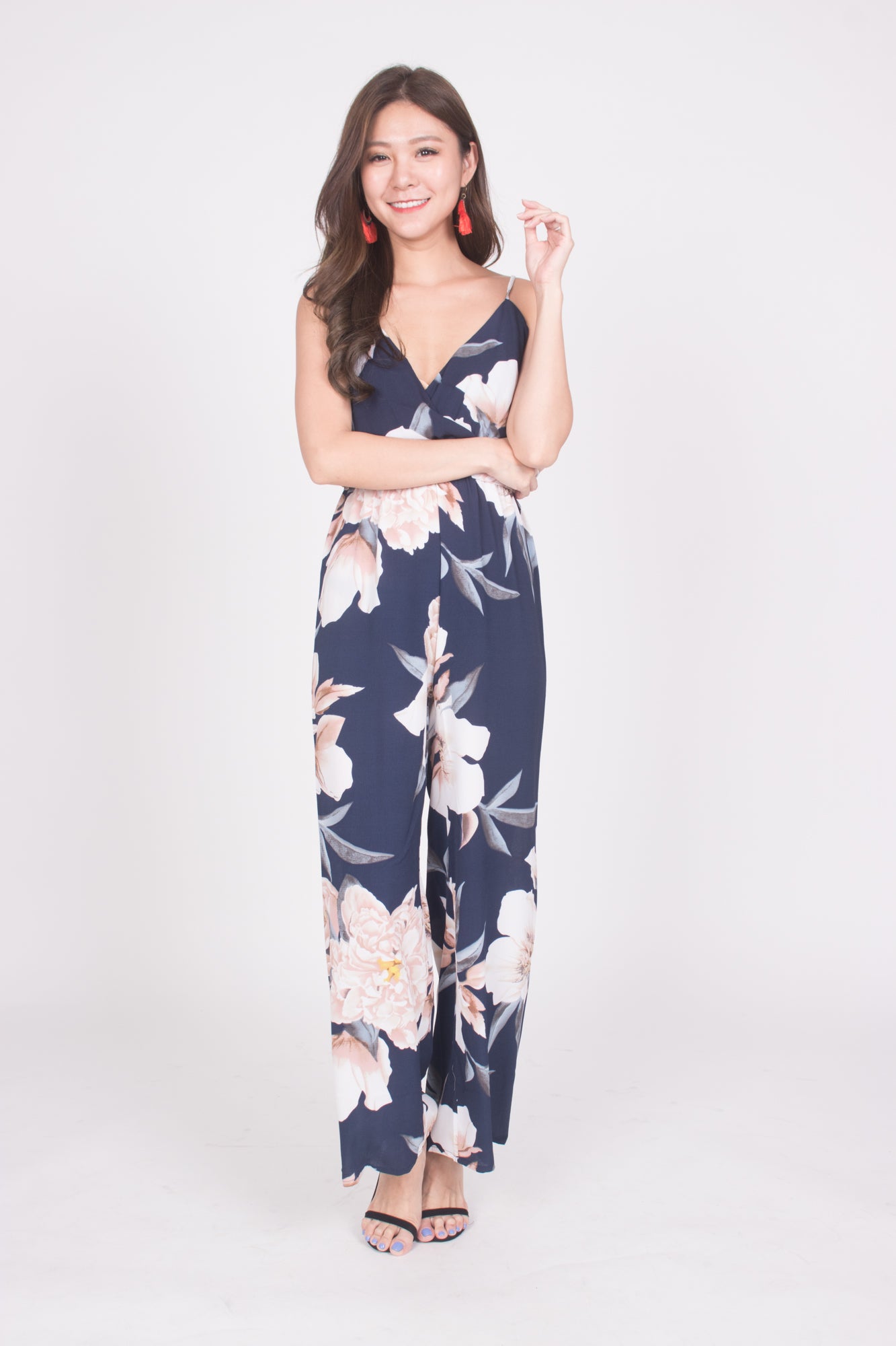 *LUXE* Angelyna Floral Jumpsuit in Navy