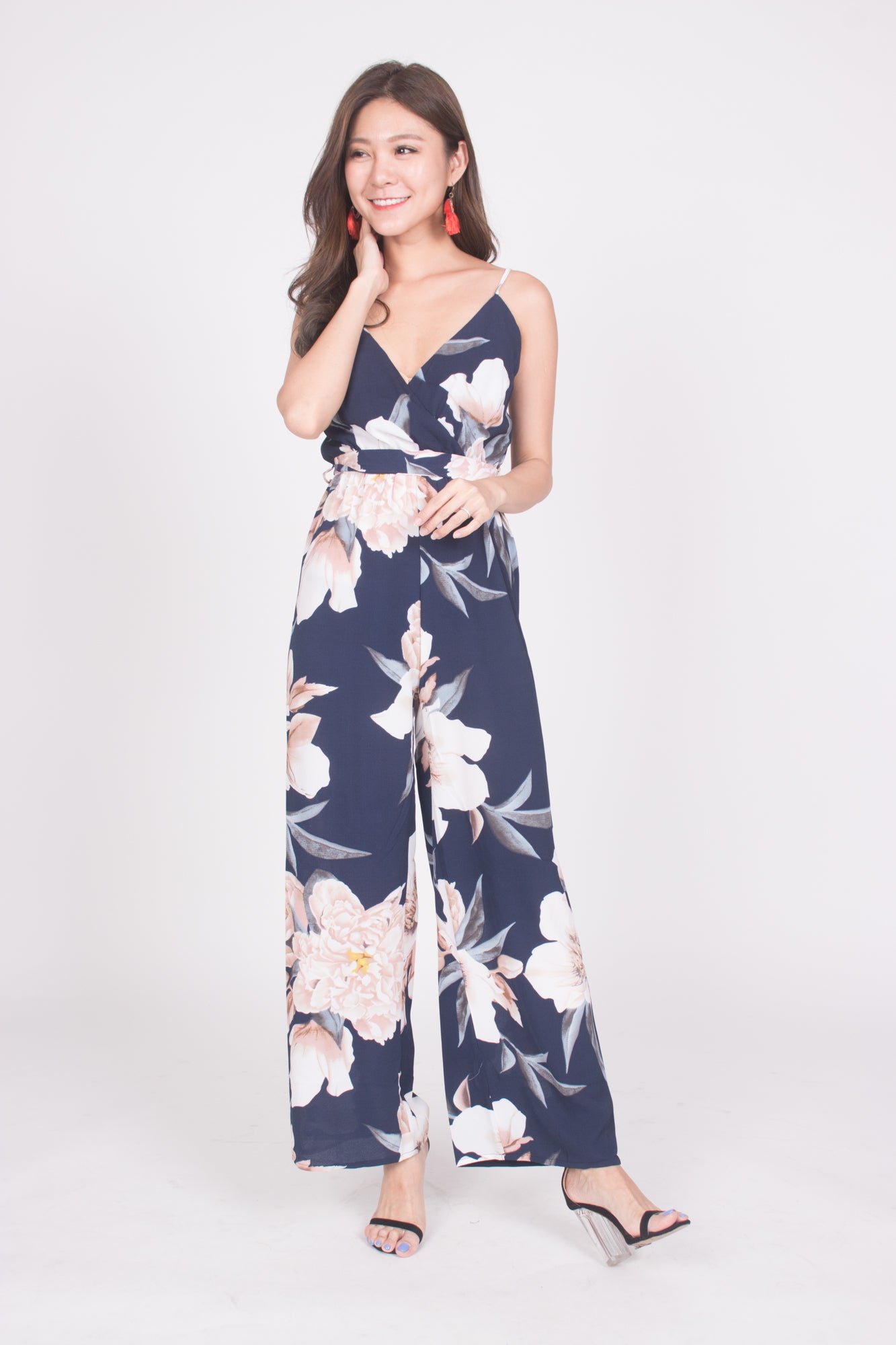 *LUXE* Angelyna Floral Jumpsuit in Navy