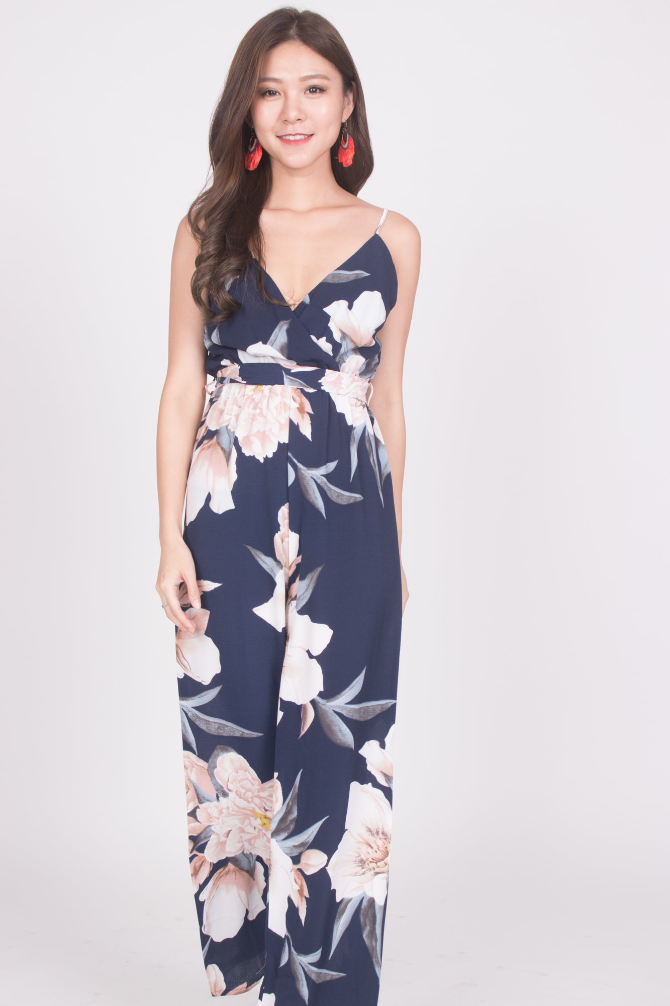 *LUXE* Angelyna Floral Jumpsuit in Navy