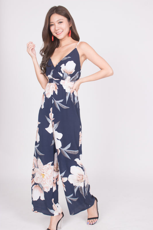 *LUXE* Angelyna Floral Jumpsuit in Navy