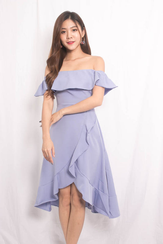 Molly Offsie Flutter Dress in Lilac