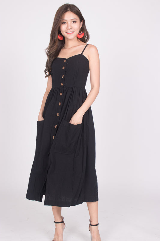 *LUXE* Claricida Button Down Dress in Black