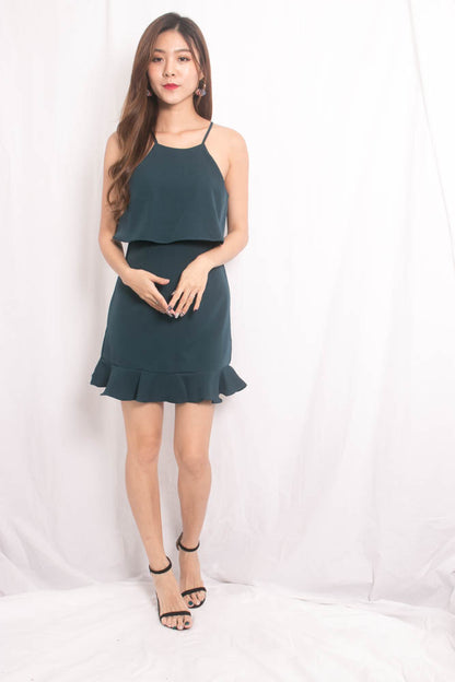 Jerline Halter Dress in Teal