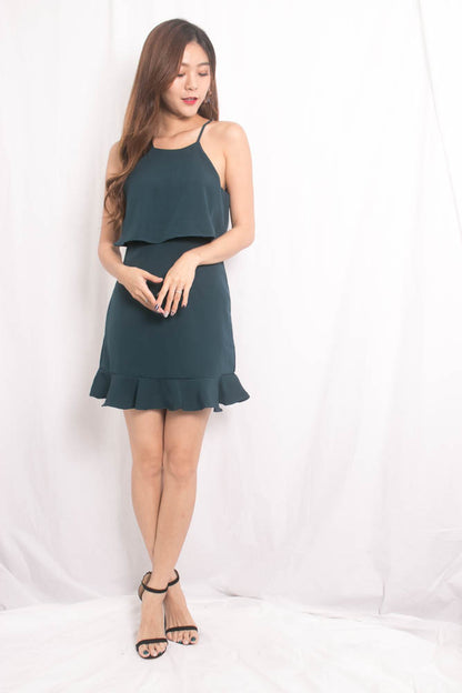 Jerline Halter Dress in Teal