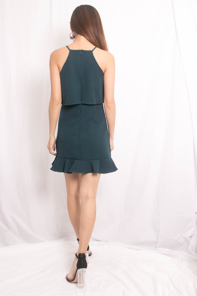 Jerline Halter Dress in Teal