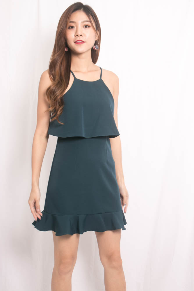 Jerline Halter Dress in Teal