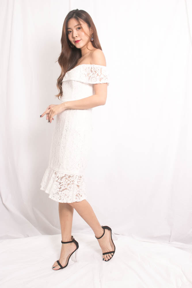 Callina Crochet Dress in White