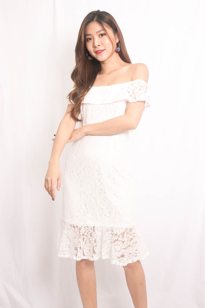 Callina Crochet Dress in White