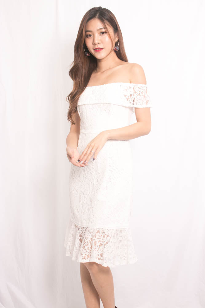 Callina Crochet Dress in White