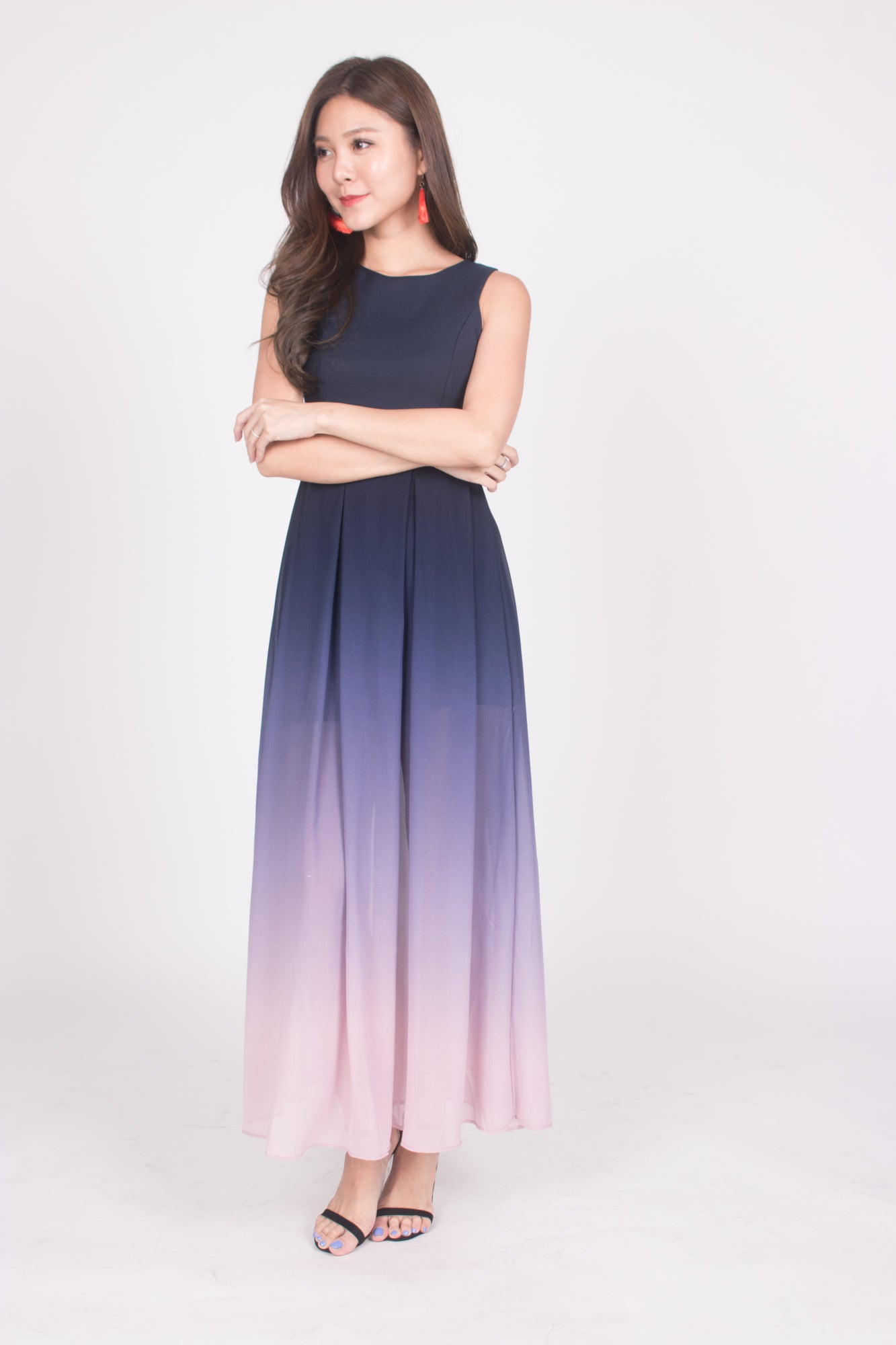 *LUXE* Erila Ombre Maxi Dress in Navy