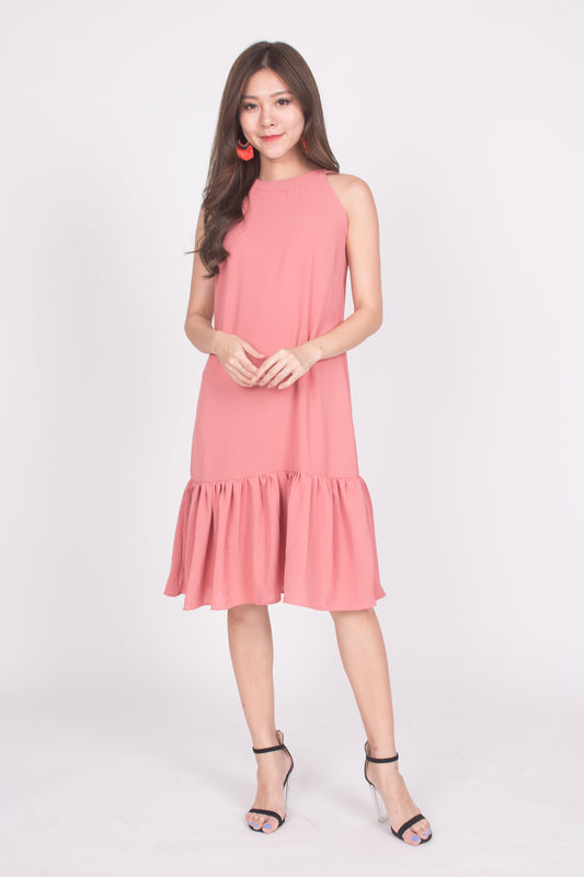 Heiley Halter Dress in Blush