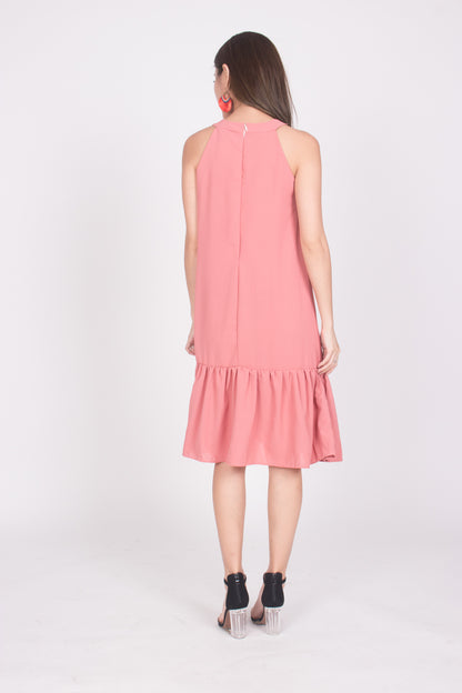 Heiley Halter Dress in Blush