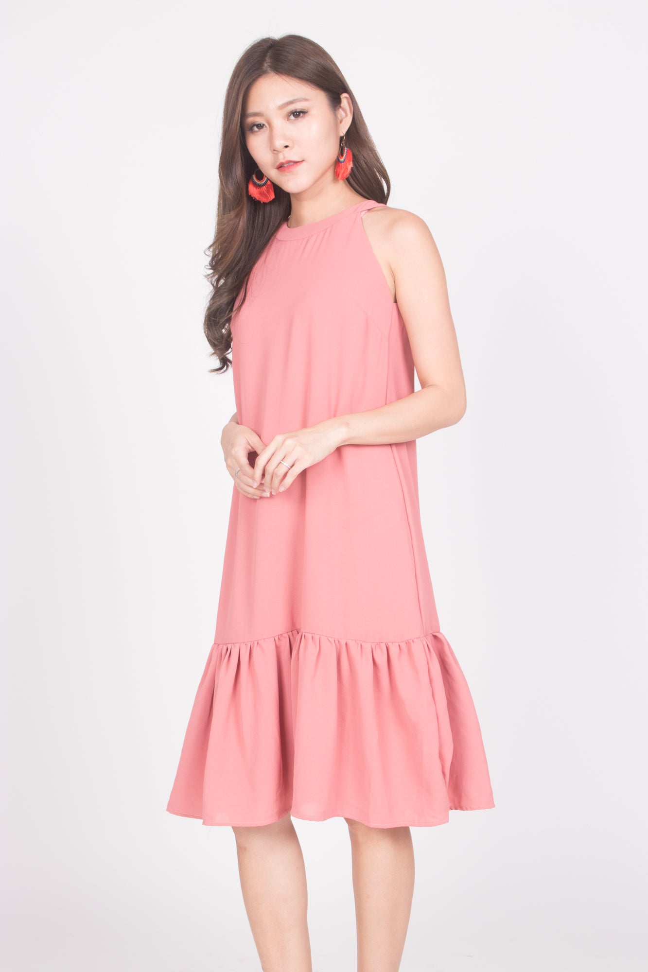 Heiley Halter Dress in Blush