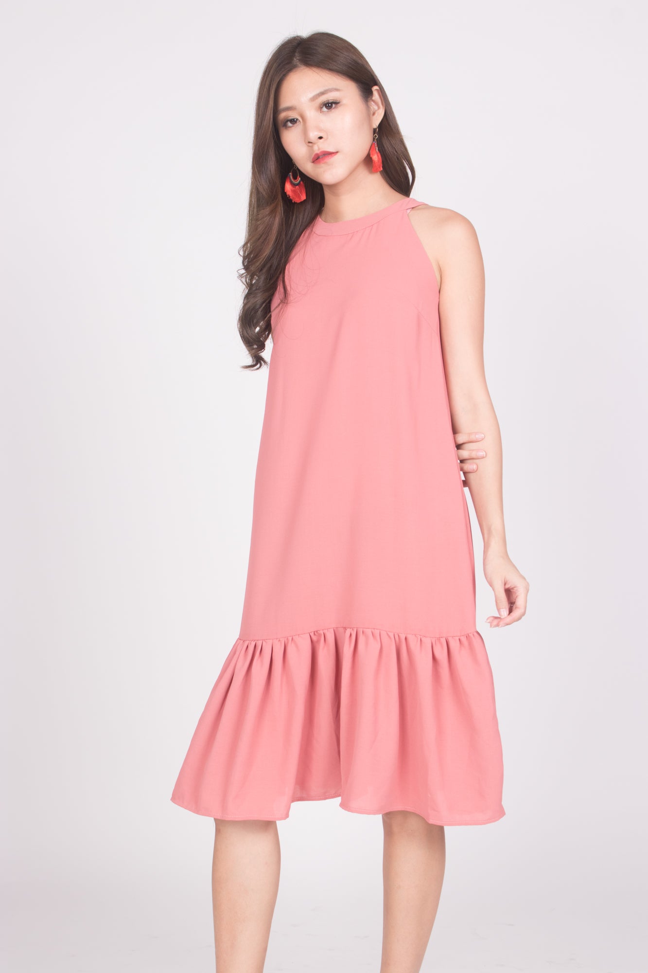 Heiley Halter Dress in Blush