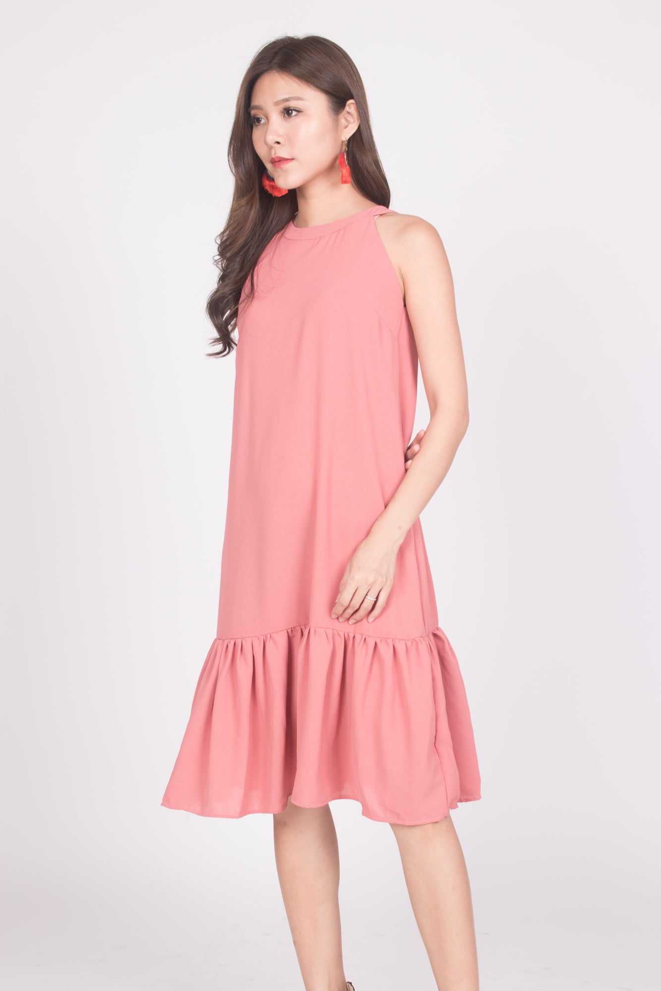 Heiley Halter Dress in Blush