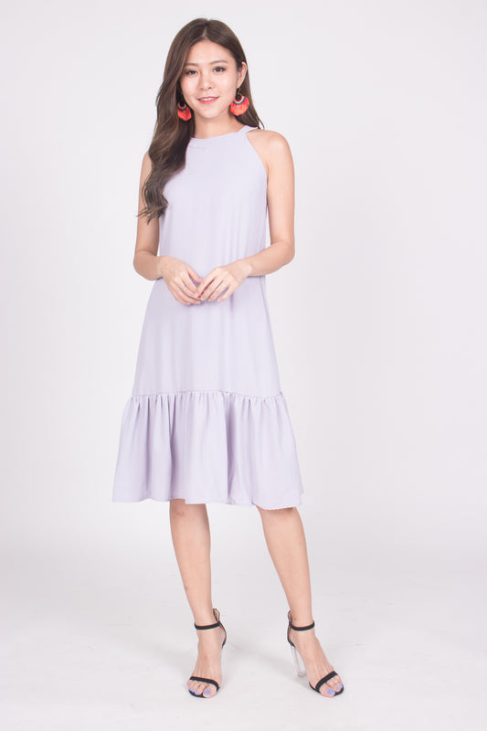 Heiley Halter Dress in Lilac Grey