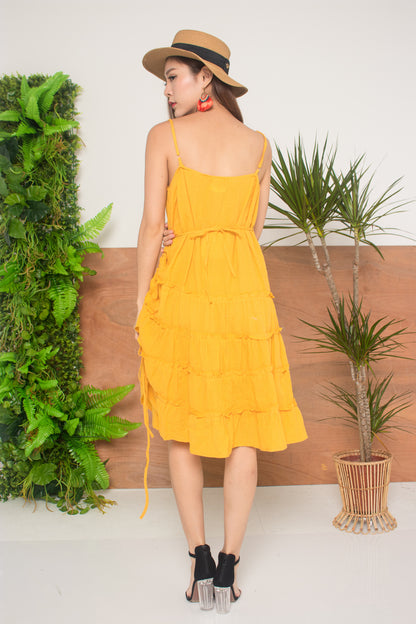 LUXE - Brendia Layered Dress in Mustard