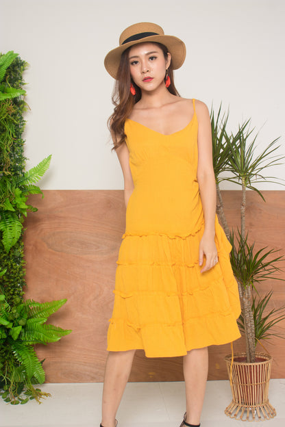 LUXE - Brendia Layered Dress in Mustard
