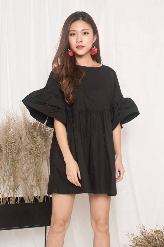 Fersa Babydoll Dress in Black