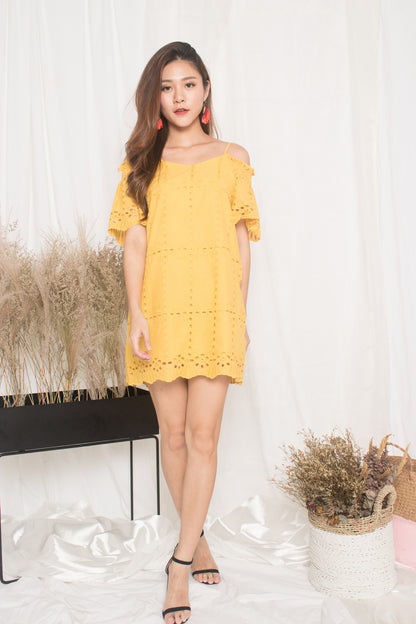 Kelly Eyelet Dress in Yellow