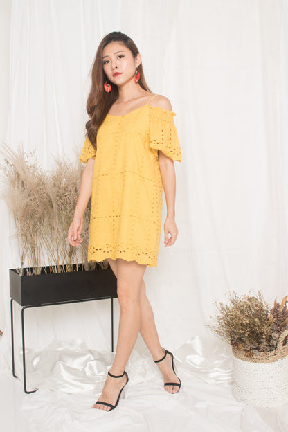 Kelly Eyelet Dress in Yellow