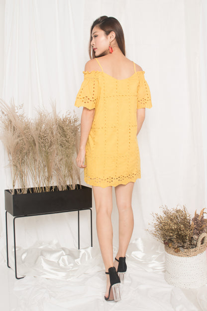 Kelly Eyelet Dress in Yellow