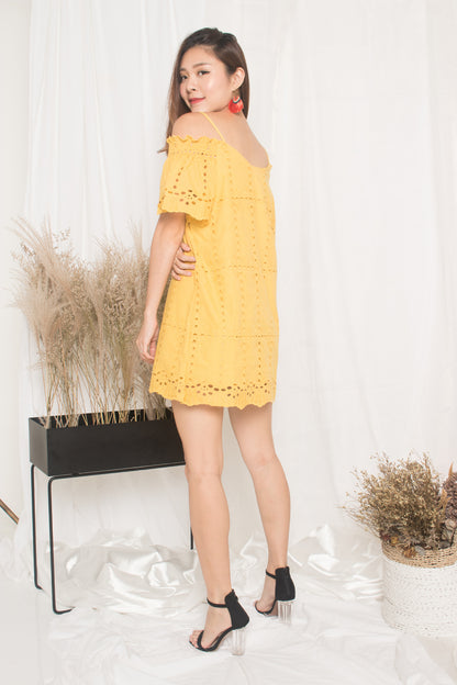 Kelly Eyelet Dress in Yellow