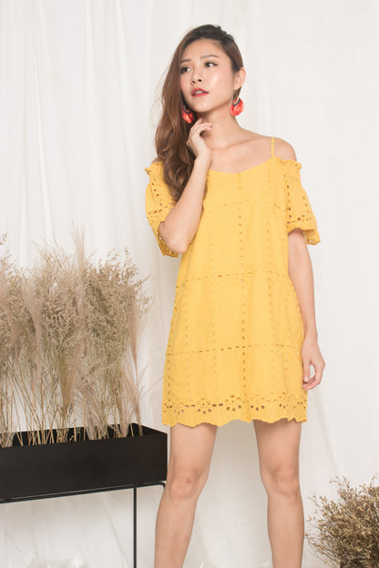 Kelly Eyelet Dress in Yellow