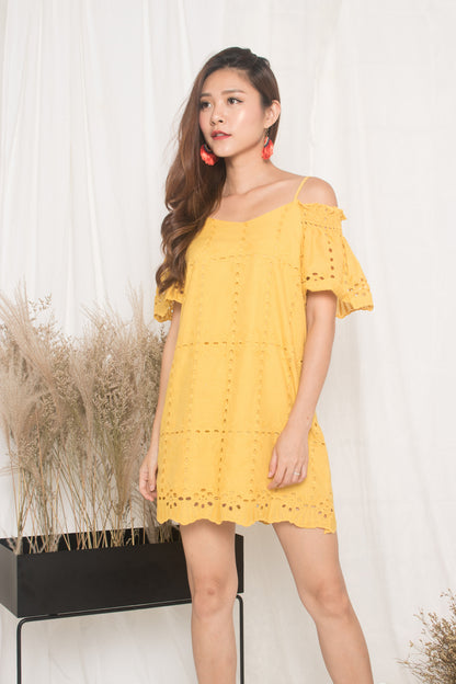 Kelly Eyelet Dress in Yellow